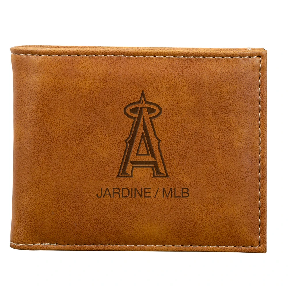 Brown Los Angeles Angels Laser-Engraved Billfold Wallet