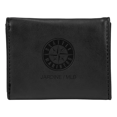 Black Seattle Mariners Laser-Engraved Trifold Wallet