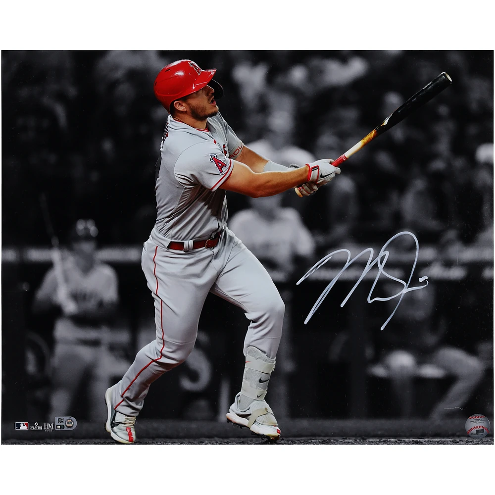 Mike Trout Los Angeles Angels Autographed 16" x 20" Spotlight Batting Photograph