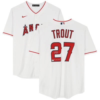 Mike Trout Los Angeles Angels Autographed White Nike Replica Jersey with "2012 AL ROY" Inscription