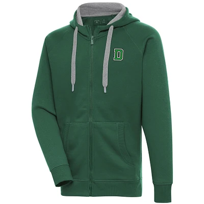 Men's Antigua Green Dartmouth Big Victory Raglan Full-Zip Hoodie