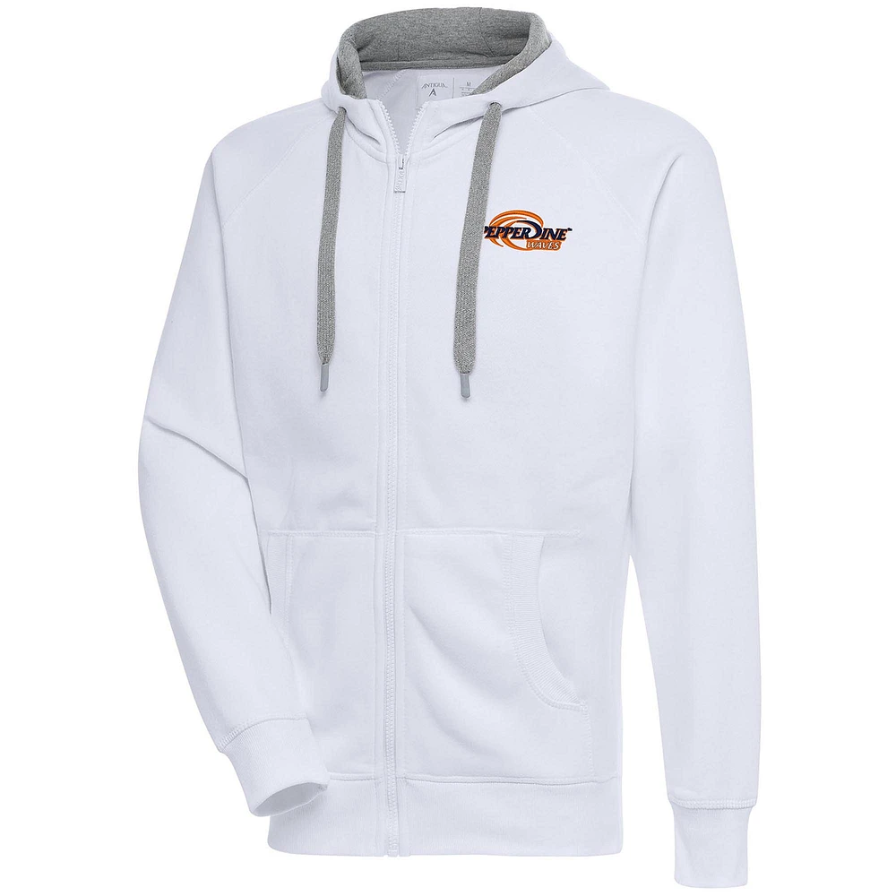 Men's Antigua Pepperdine Waves Victory Raglan Full-Zip Hoodie