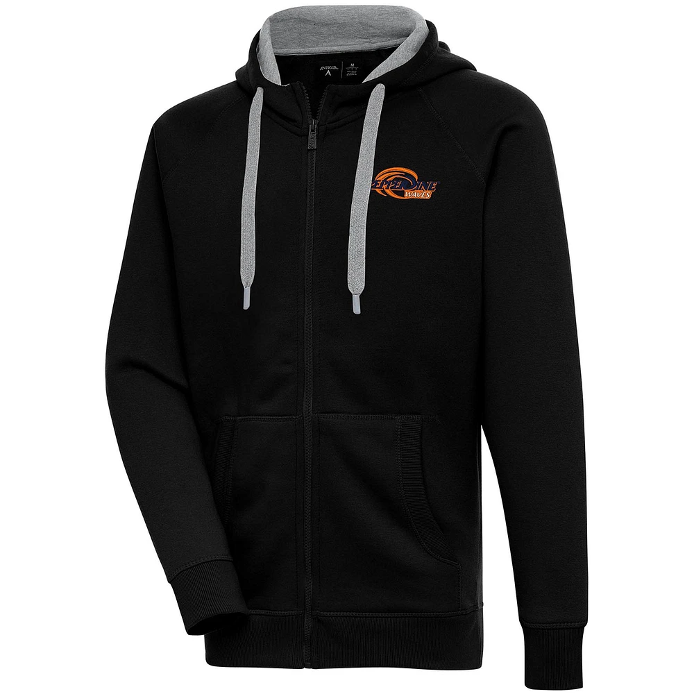 Men's Antigua Pepperdine Waves Victory Raglan Full-Zip Hoodie