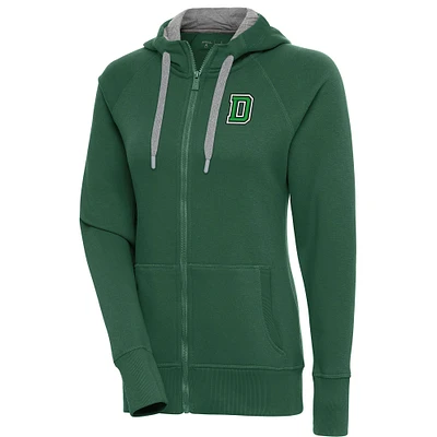 Women's Antigua Hunter Green Dartmouth Big Victory Full-Zip Hoodie