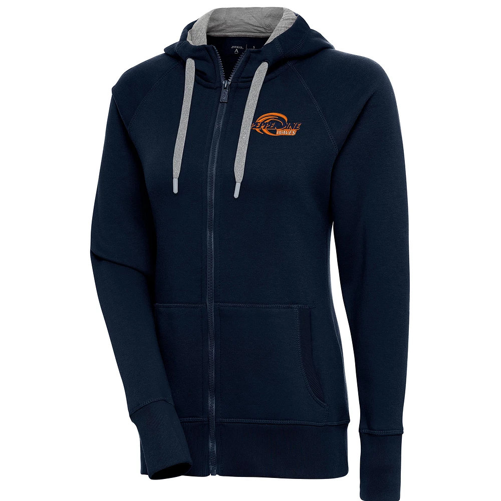 Women's Antigua Navy Pepperdine Waves Victory Full-Zip Hoodie