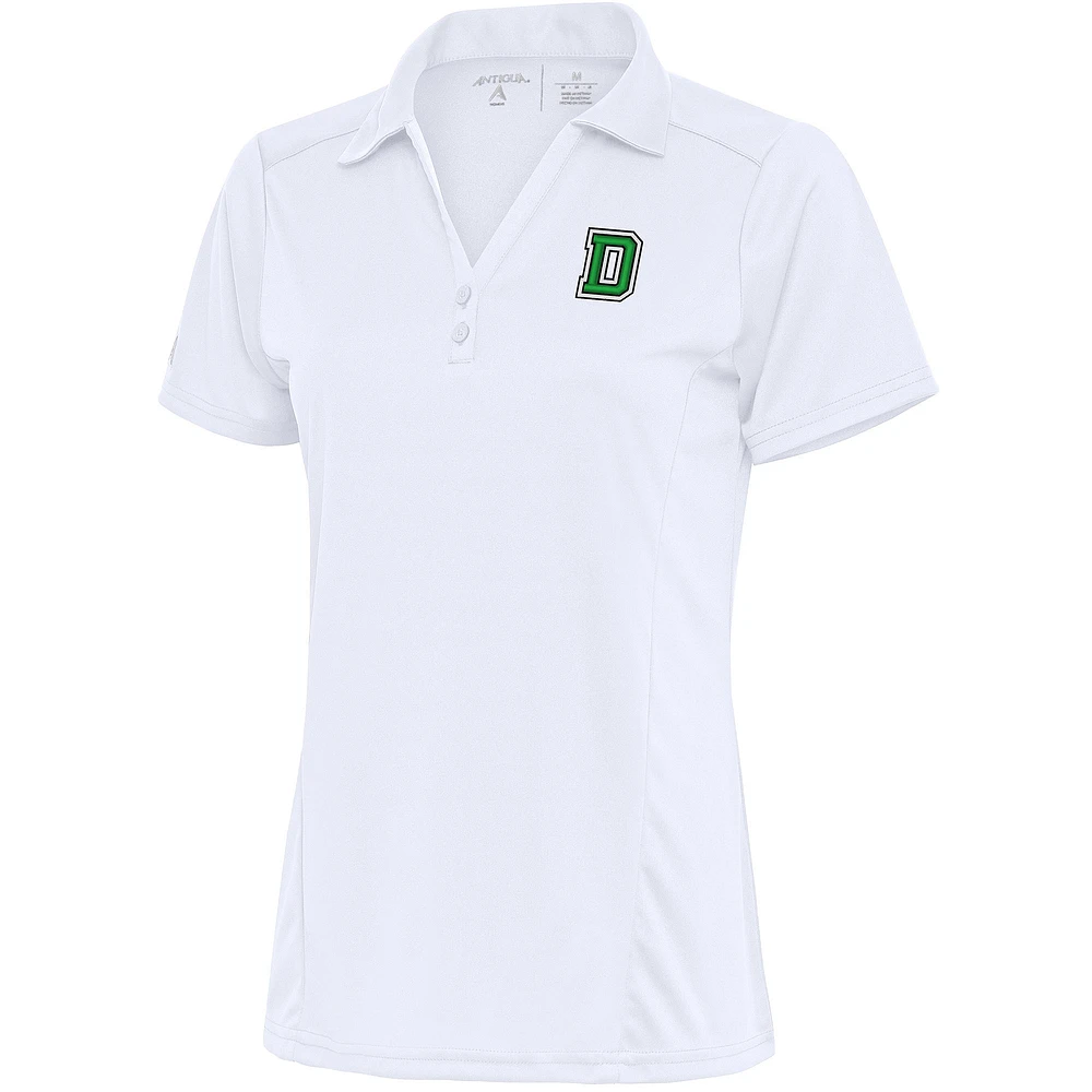 Women's Antigua White Dartmouth Big Green Desert Dry Tribute Polo