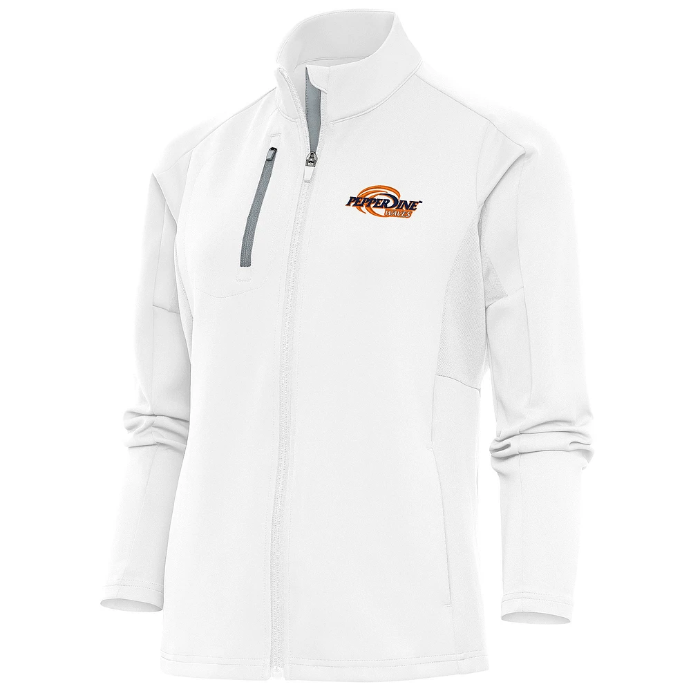 Women's Antigua White Pepperdine Waves Generation Full-Zip Jacket