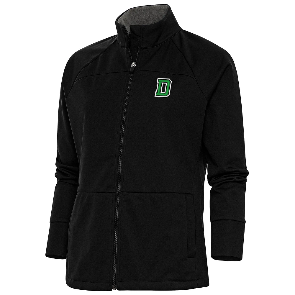 Women's Antigua Black Dartmouth Big Green Links Full-Zip Golf Jacket