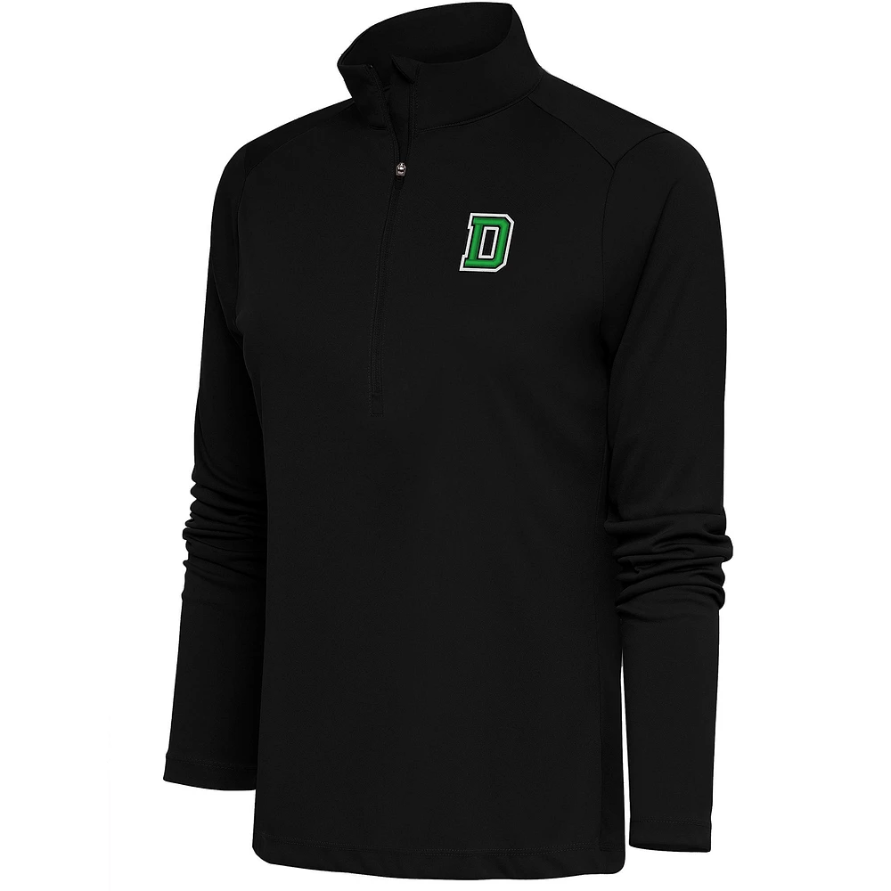 Women's Antigua Black Dartmouth Big Green Tribute Half-Zip Pullover Top