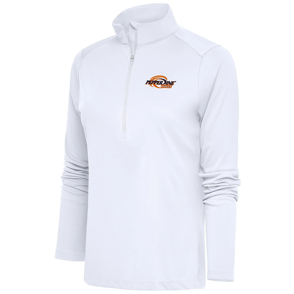Women's Antigua White Pepperdine Waves Tribute Half-Zip Pullover Top