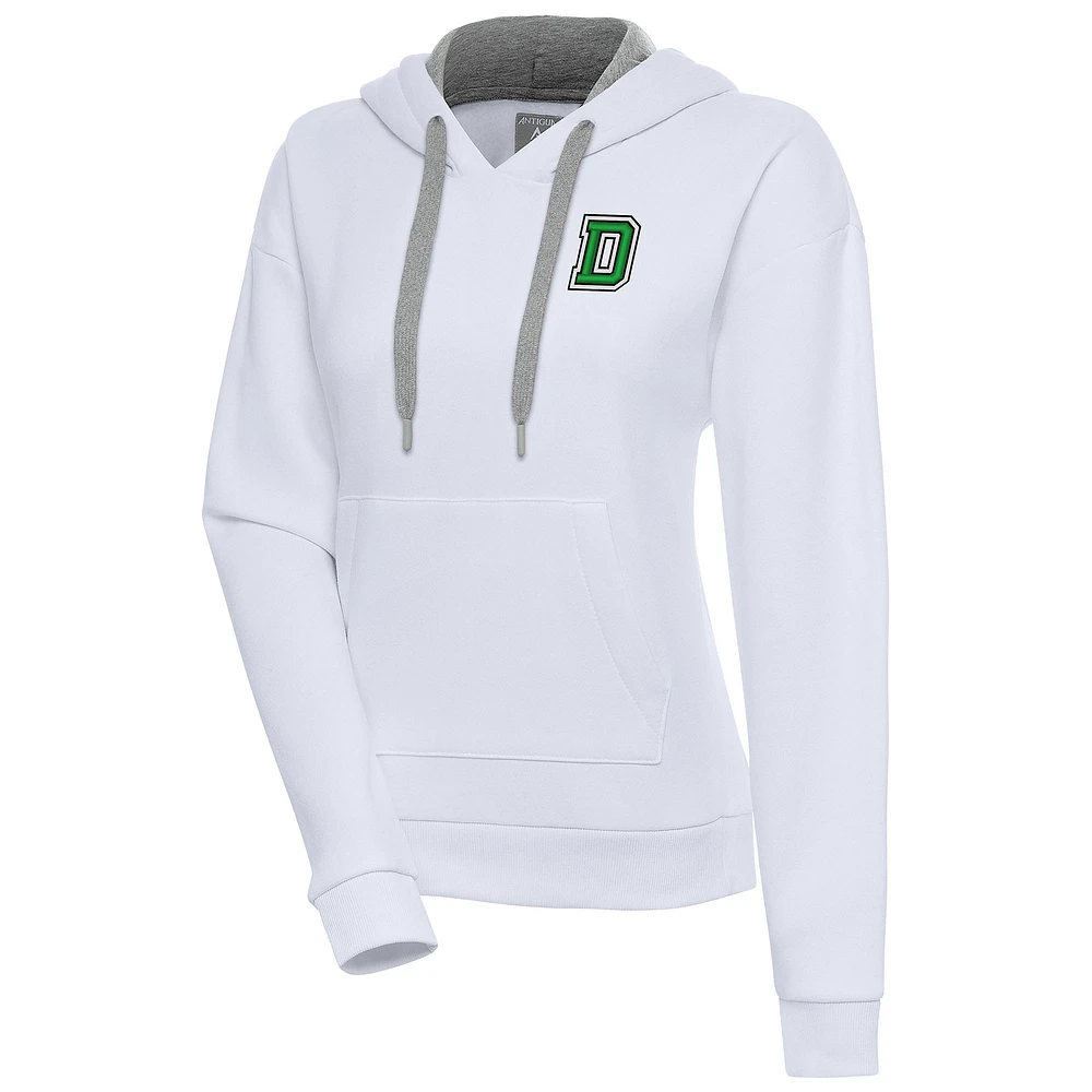 Women's Antigua White Dartmouth Big Green Victory Pullover Hoodie