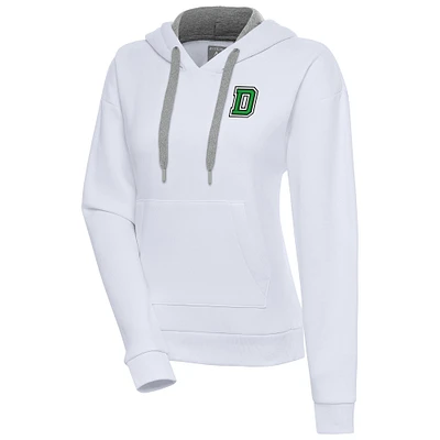 Women's Antigua White Dartmouth Big Green Victory Pullover Hoodie