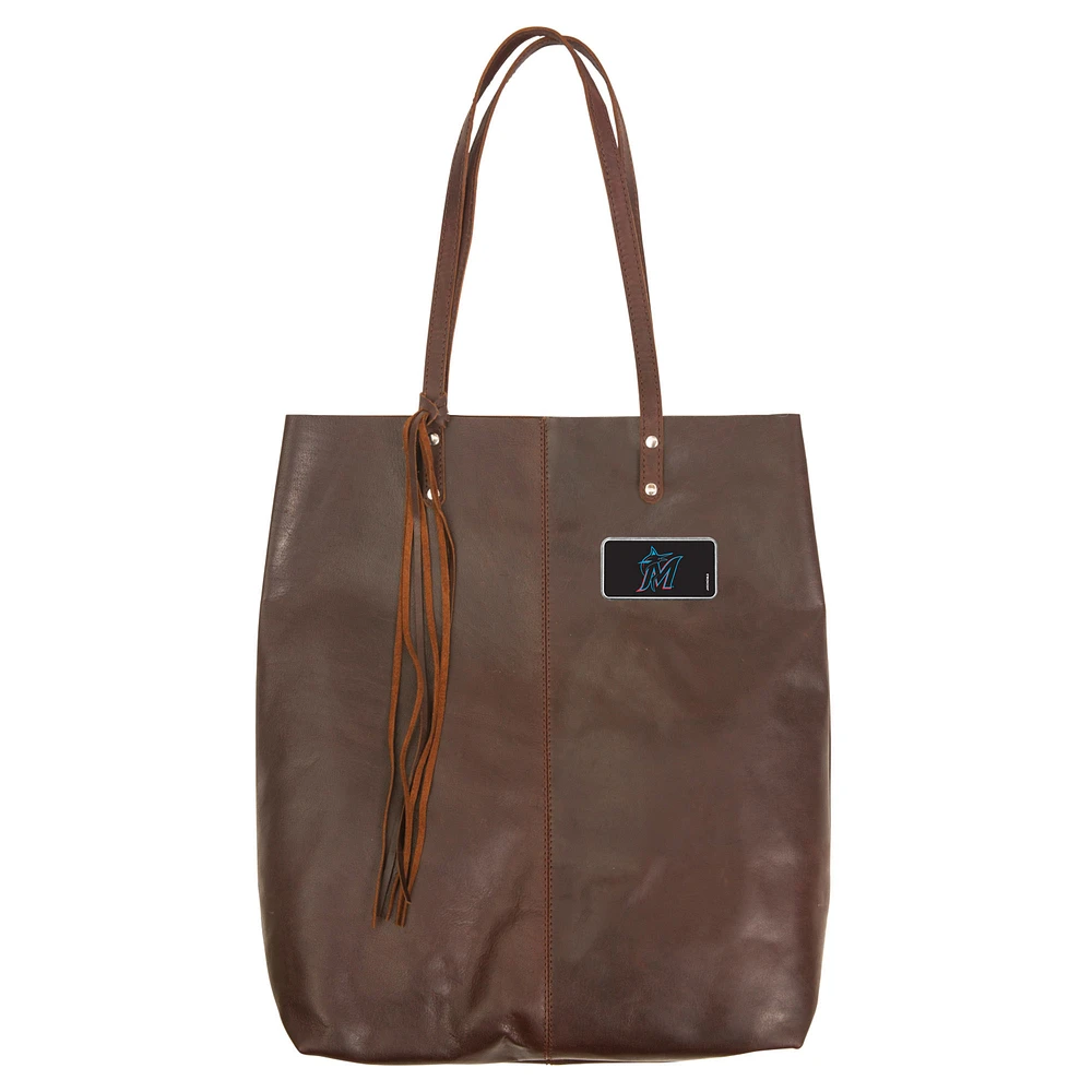 Brown Miami Marlins Color Logo Plate Mee Canyon Tote
