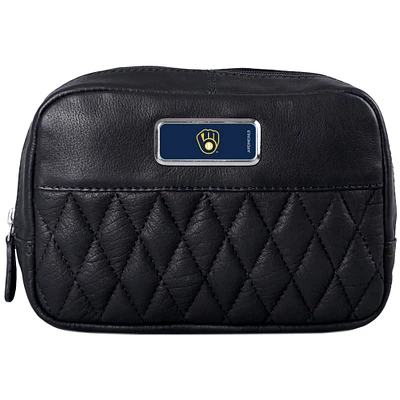Black Milwaukee Brewers Color Logo Plate Brea Canyon Zurich Leather Cross Body Bag