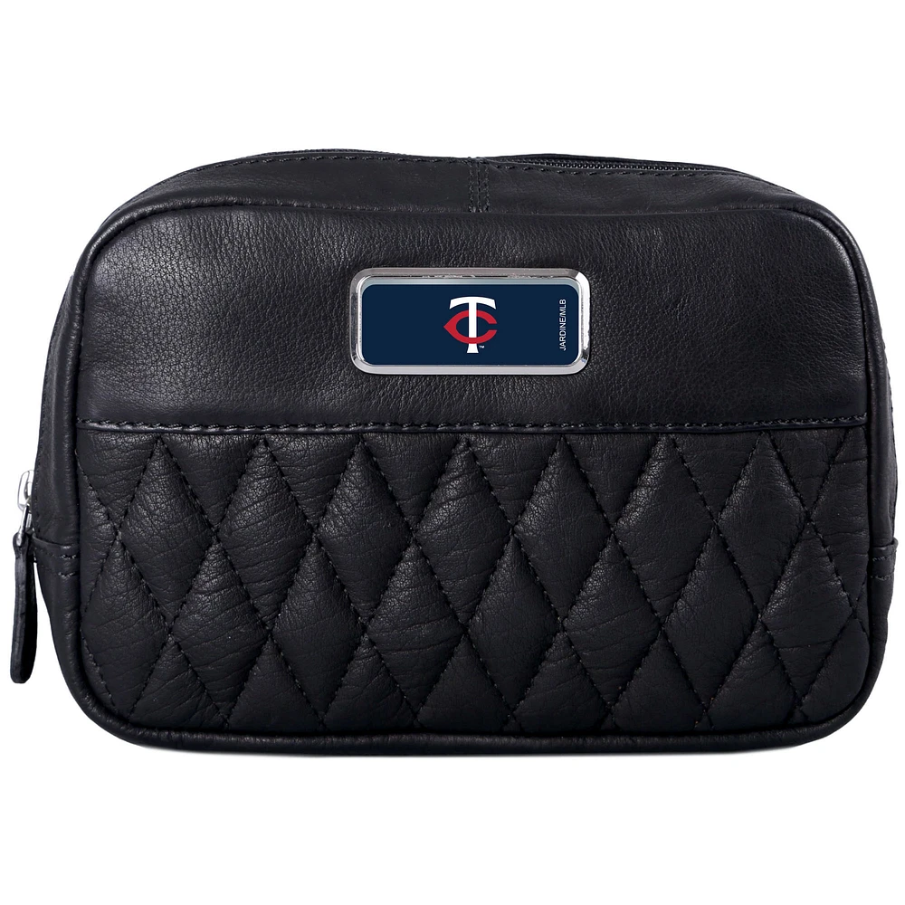 Black Minnesota Twins Color Logo Plate Brea Canyon Zurich Leather Cross Body Bag