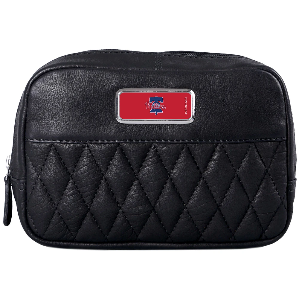 Black Philadelphia Phillies Color Logo Plate Brea Canyon Zurich Leather Cross Body Bag
