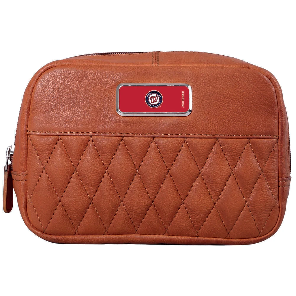 Tan Washington Nationals Color Logo Plate Brea Canyon Zurich Leather Cross Body Bag
