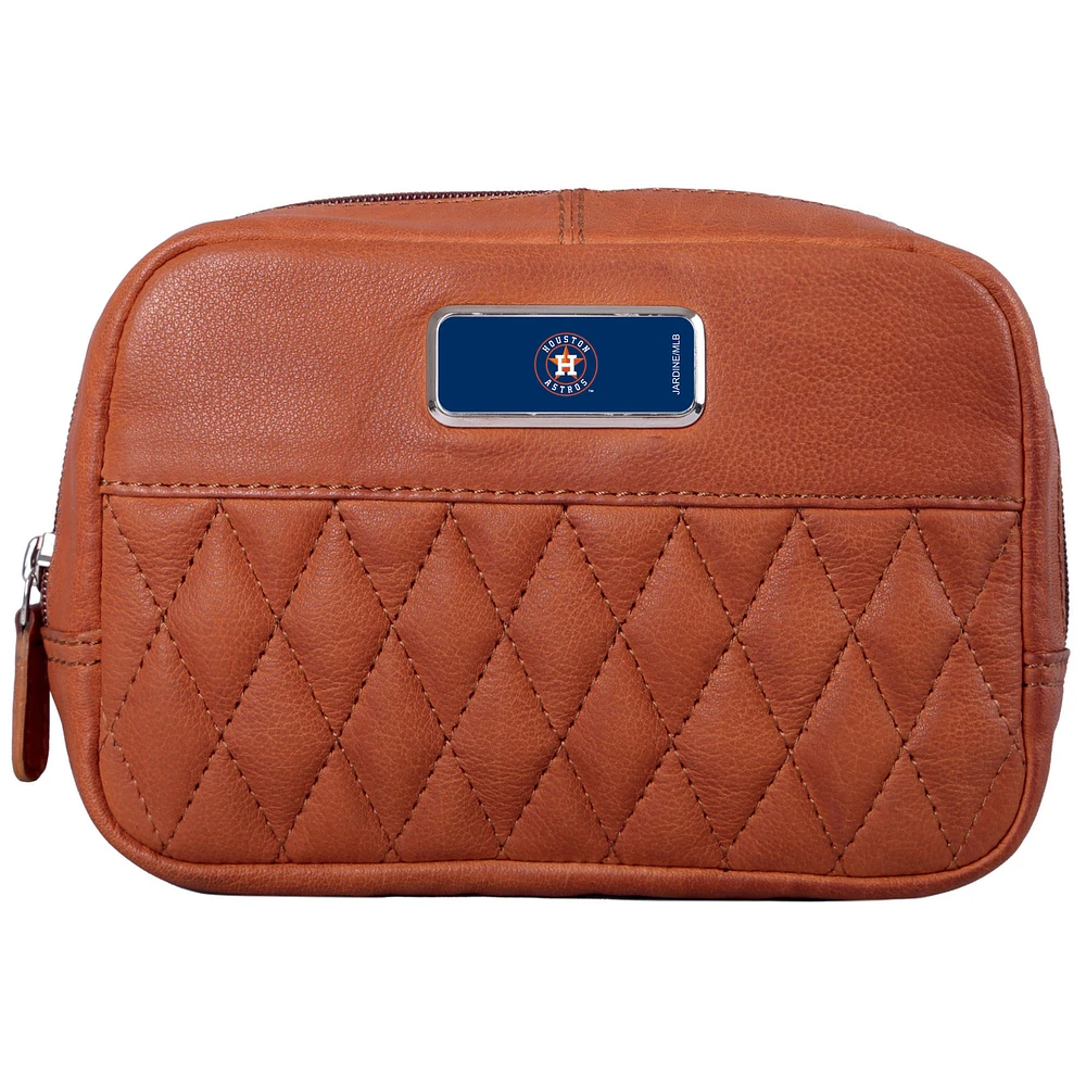 Tan Houston Astros Color Logo Plate Brea Canyon Zurich Leather Cross Body Bag