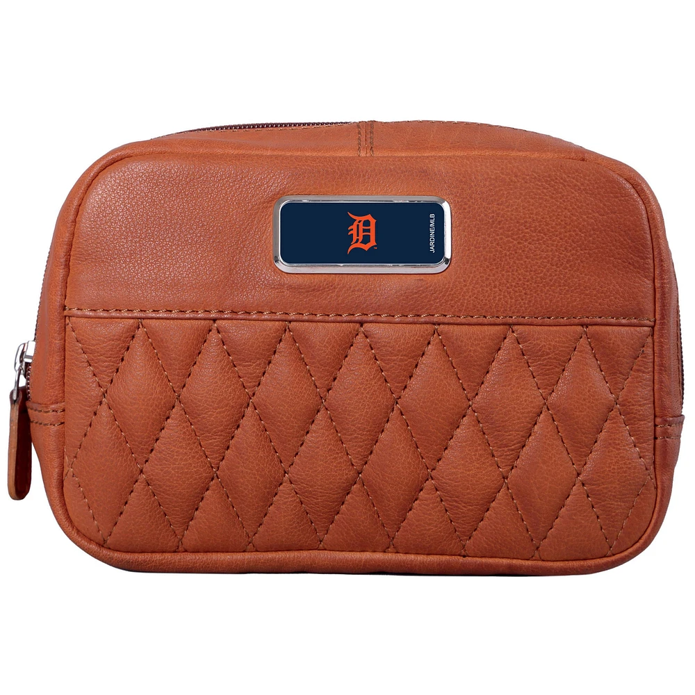 Tan Detroit Tigers Color Logo Plate Brea Canyon Zurich Leather Cross Body Bag