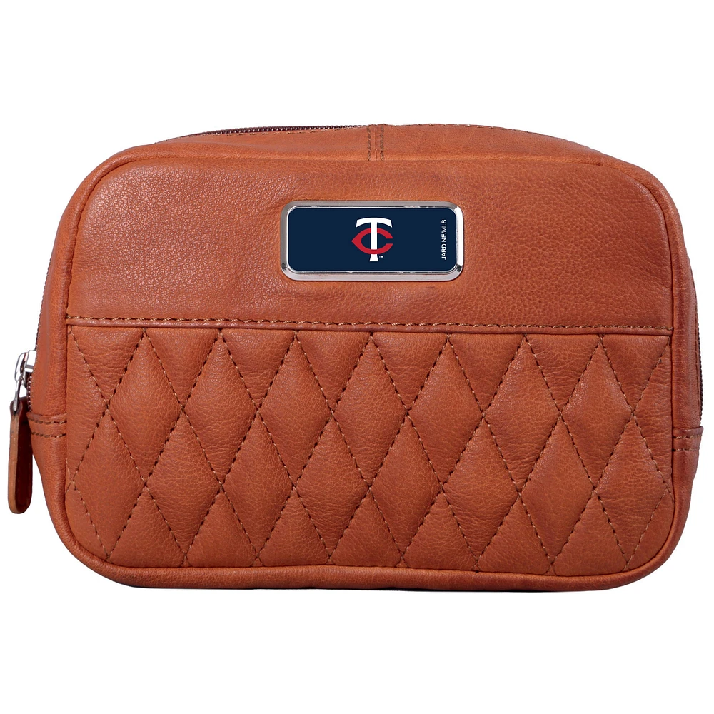 Tan Minnesota Twins Color Logo Plate Brea Canyon Zurich Leather Cross Body Bag