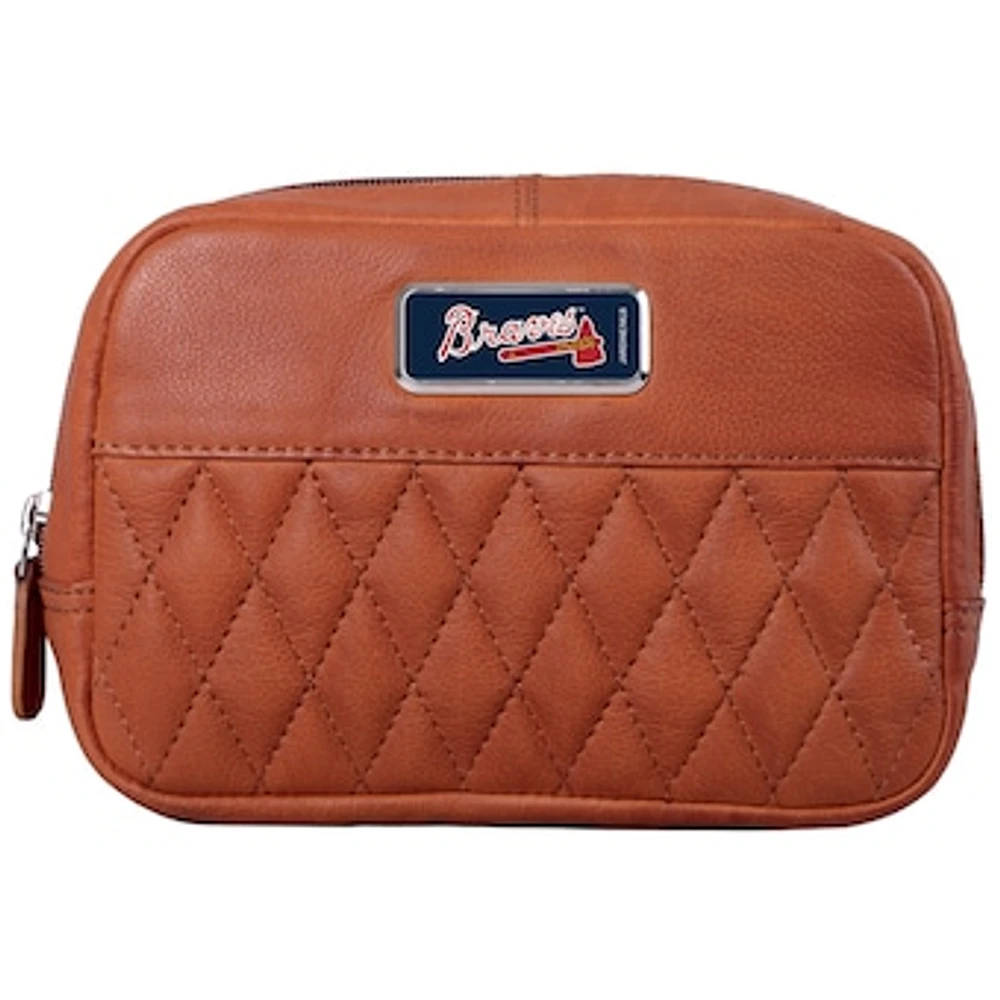 Tan Atlanta Braves Color Logo Plate Brea Canyon Zurich Leather Cross Body Bag