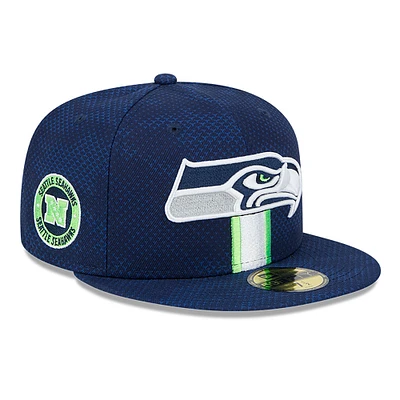 Men's New Era College Navy Seattle Seahawks 2024 Sideline 59FIFTY Fitted Hat