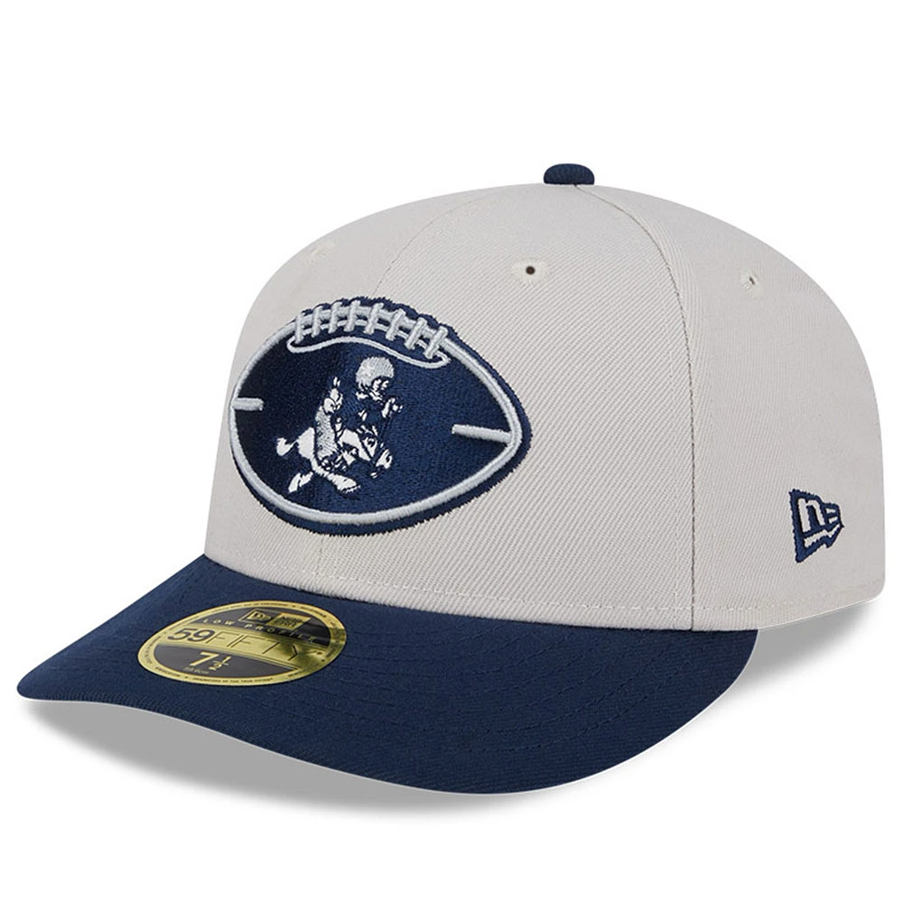 Men's New Era Stone/Navy Dallas Cowboys 2024 Sideline Historic Low Profile 59FIFTY Fitted Hat