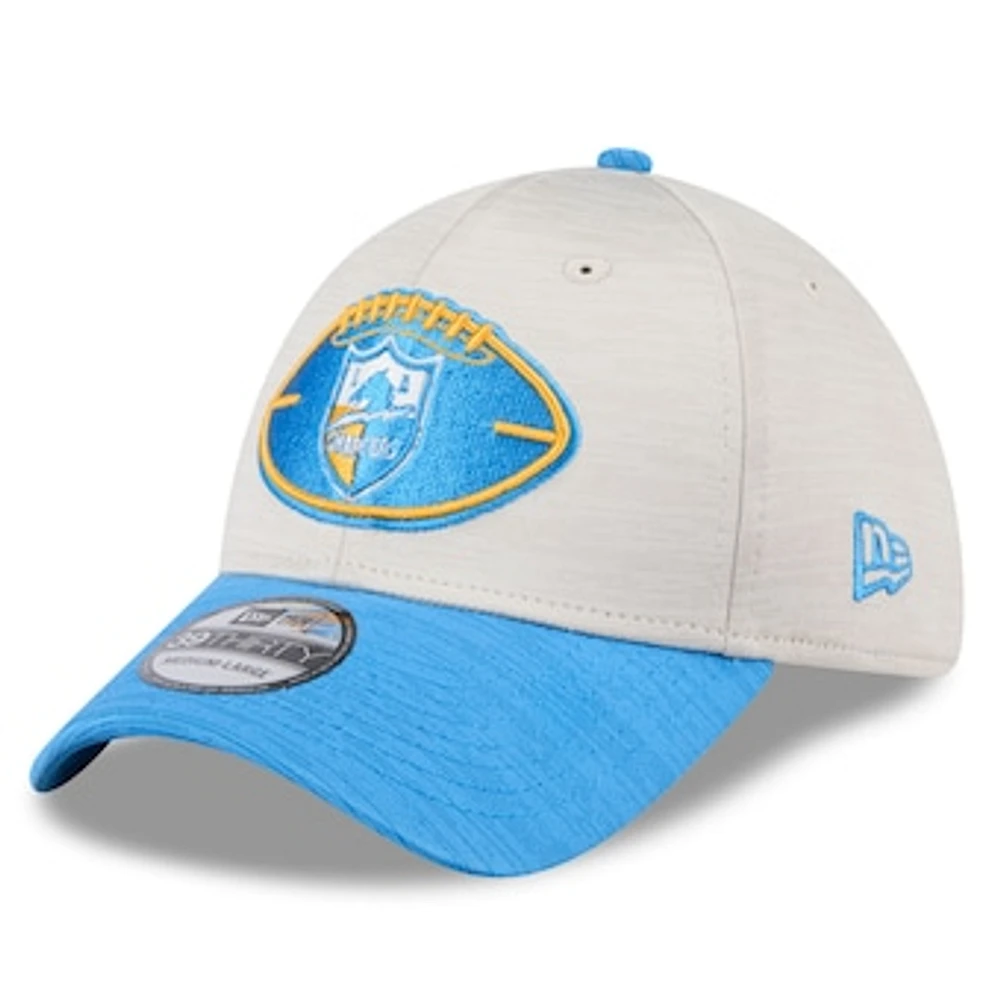 Men's New Era Stone/Blue Los Angeles Chargers 2024 Sideline Historic 39THIRTY Flex Hat