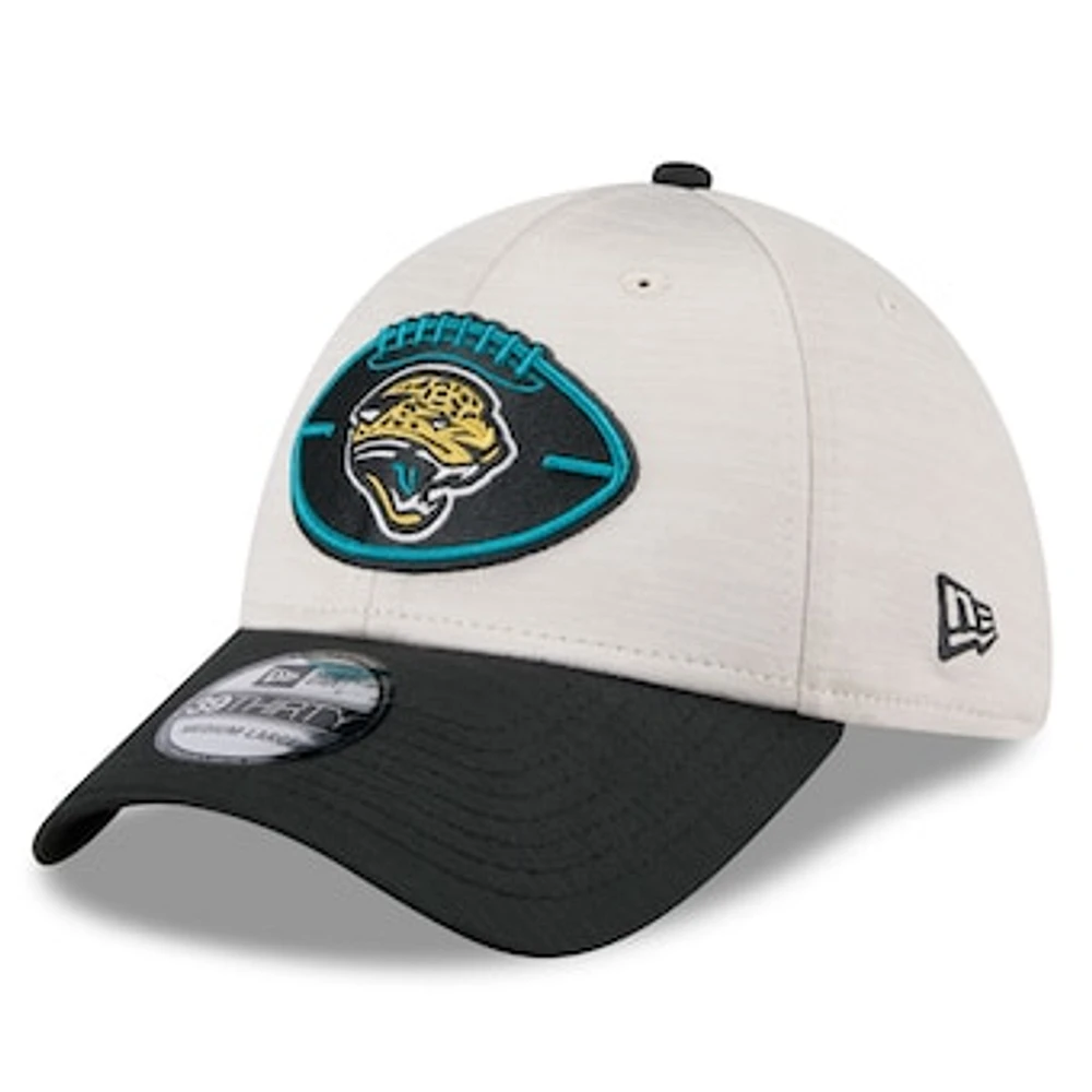 Men's New Era Stone/Teal Jacksonville Jaguars 2024 Sideline Historic 39THIRTY Flex Hat