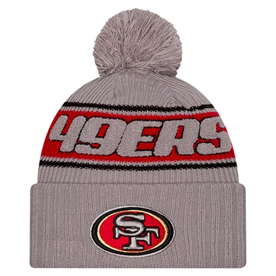 Men's New Era Gray San Francisco 49ers 2024 Sideline Sport Cuffed Knit Hat with Pom