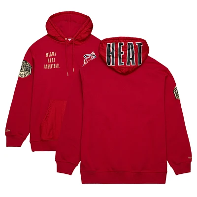 Men's Mitchell & Ness Red Miami Heat Team OG 2.0 Vintage Logo Fleece Pullover Hoodie