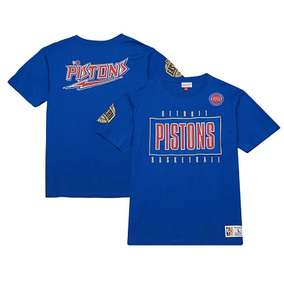 Men's Mitchell & Ness Blue Detroit Pistons Hardwood Classics Team OG 2.0 Premium Vintage Logo T-Shirt