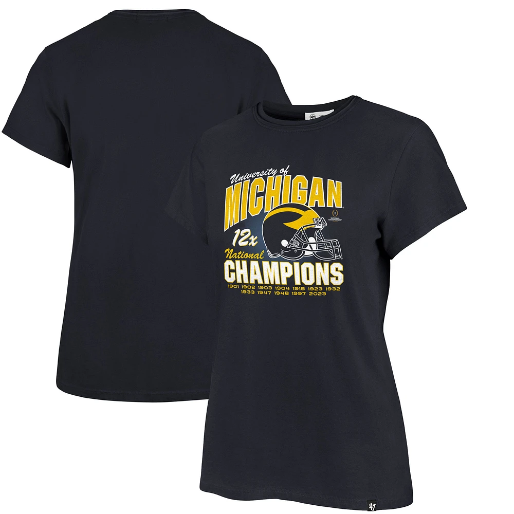 Women's '47 Navy Michigan Wolverines 12-Time Football National Champions Frankie T-Shirt