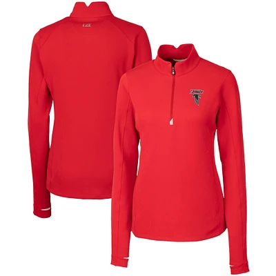 Women's Cutter & Buck Red Atlanta Falcons Throwback Logo Traverse DryTec Stretch Quarter-Zip Pullover Top