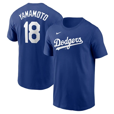 Men's Nike Yoshinobu Yamamoto Royal Los Angeles Dodgers Fuse Name & Number T-Shirt