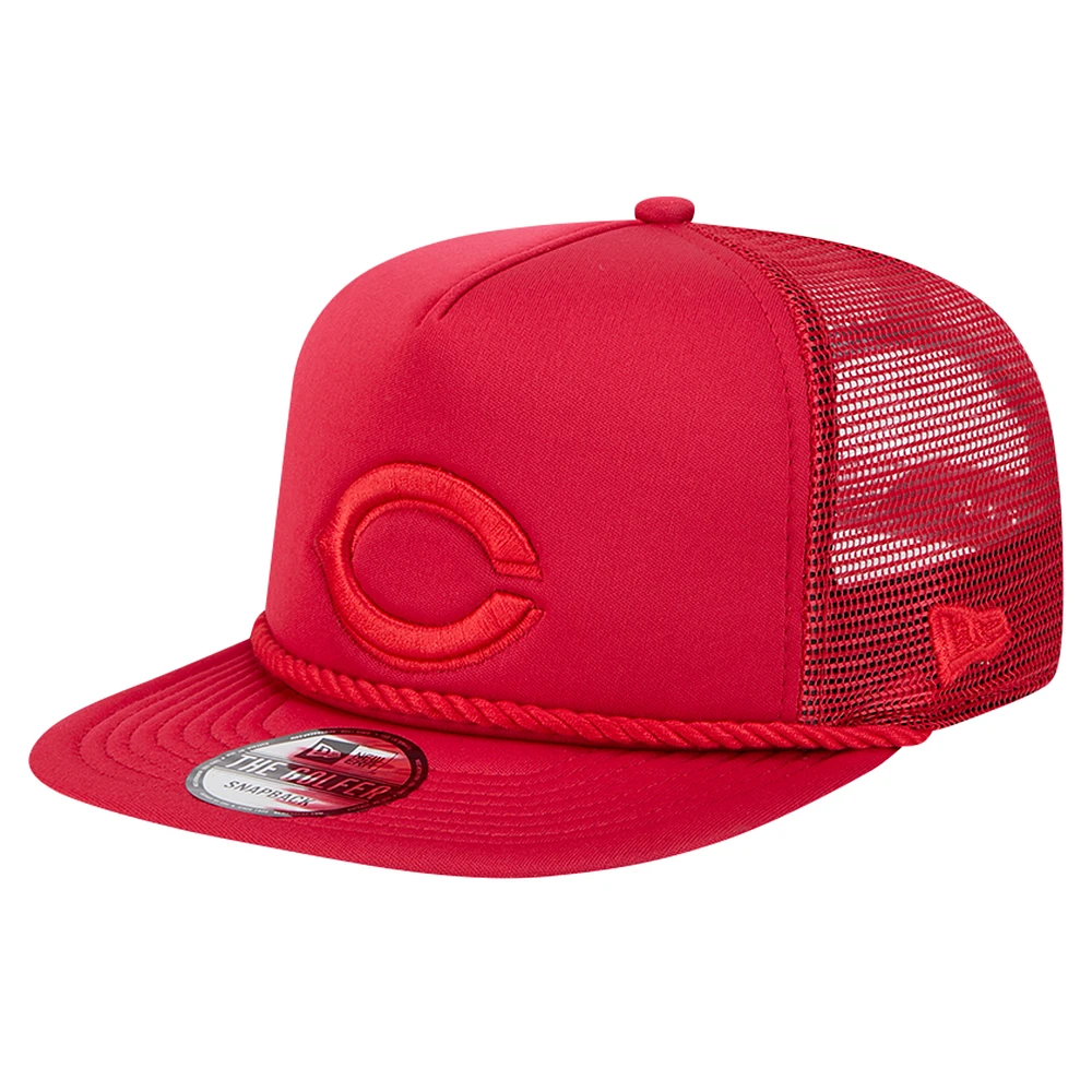 Men's New Era Red Cincinnati Reds Tone Foam Meshback Golfer Snapback Hat