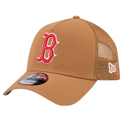 Men's New Era Brown Boston Red Sox A-Frame Trucker 9FORTY Adjustable Hat