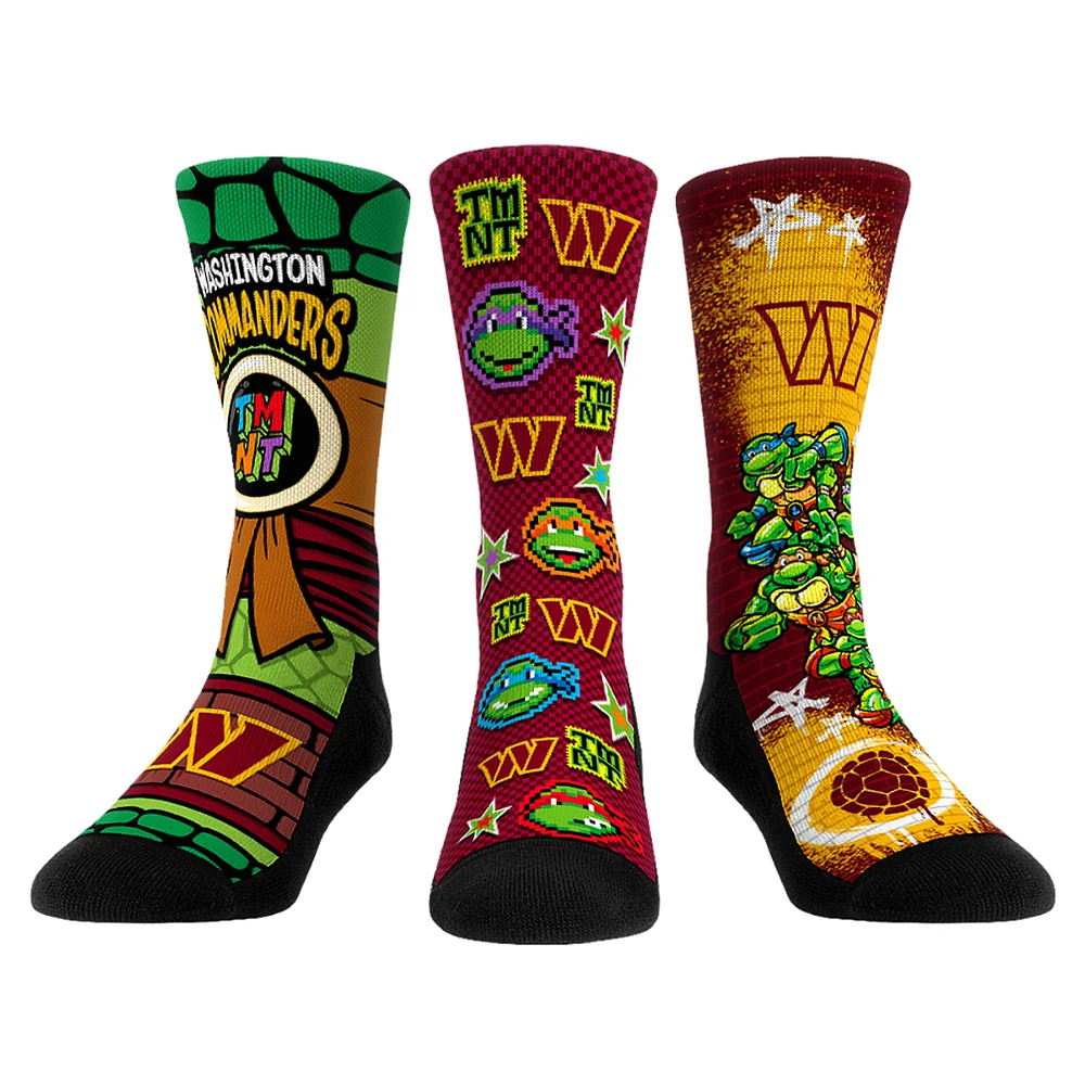 Unisex Rock Em Socks Burgundy Washington Commanders TMNT Three-Pack Crew Sock Set
