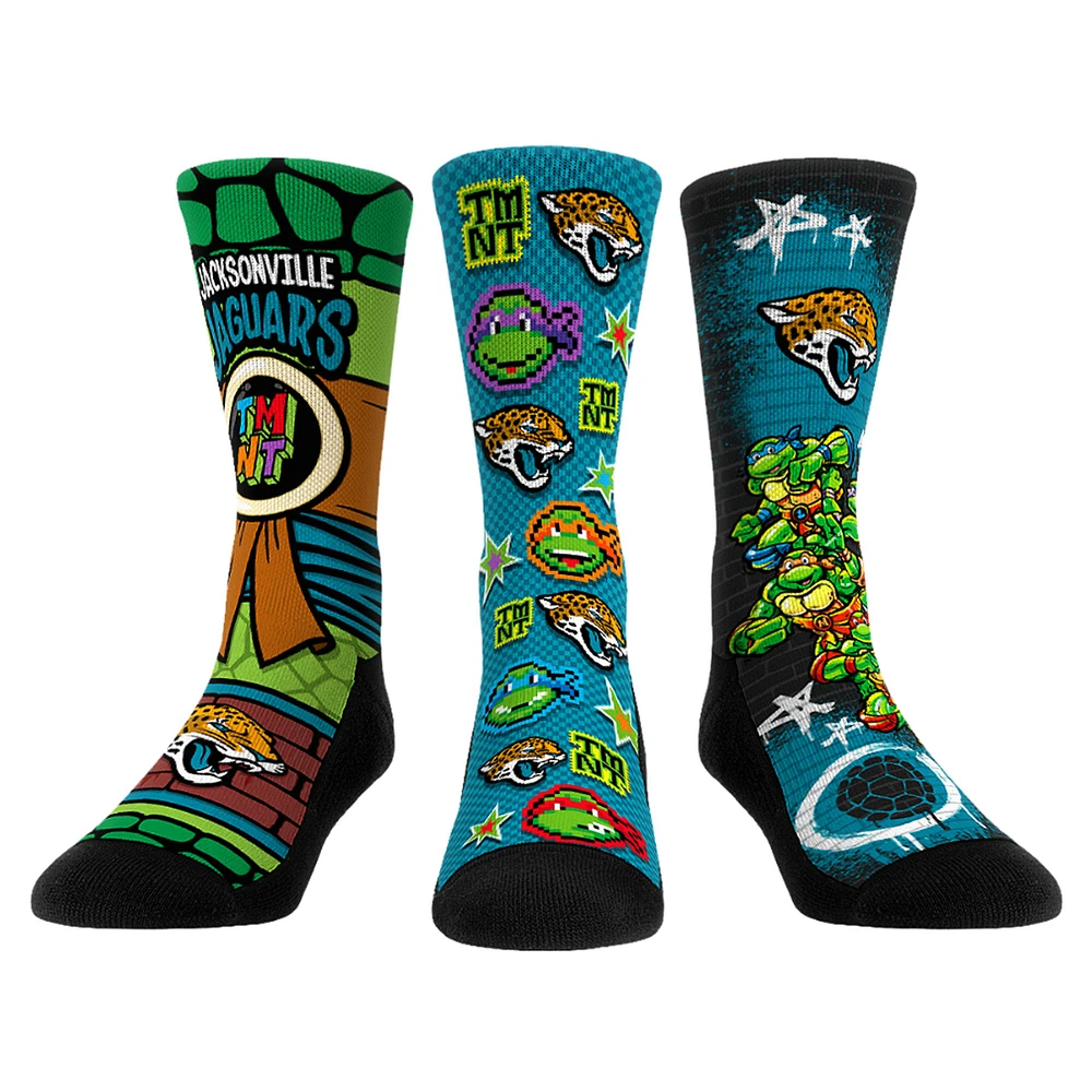 Unisex Rock Em Socks Teal Jacksonville Jaguars TMNT Three-Pack Crew Sock Set