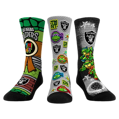 Unisex Rock Em Socks Gray Las Vegas Raiders TMNT Three-Pack Crew Sock Set