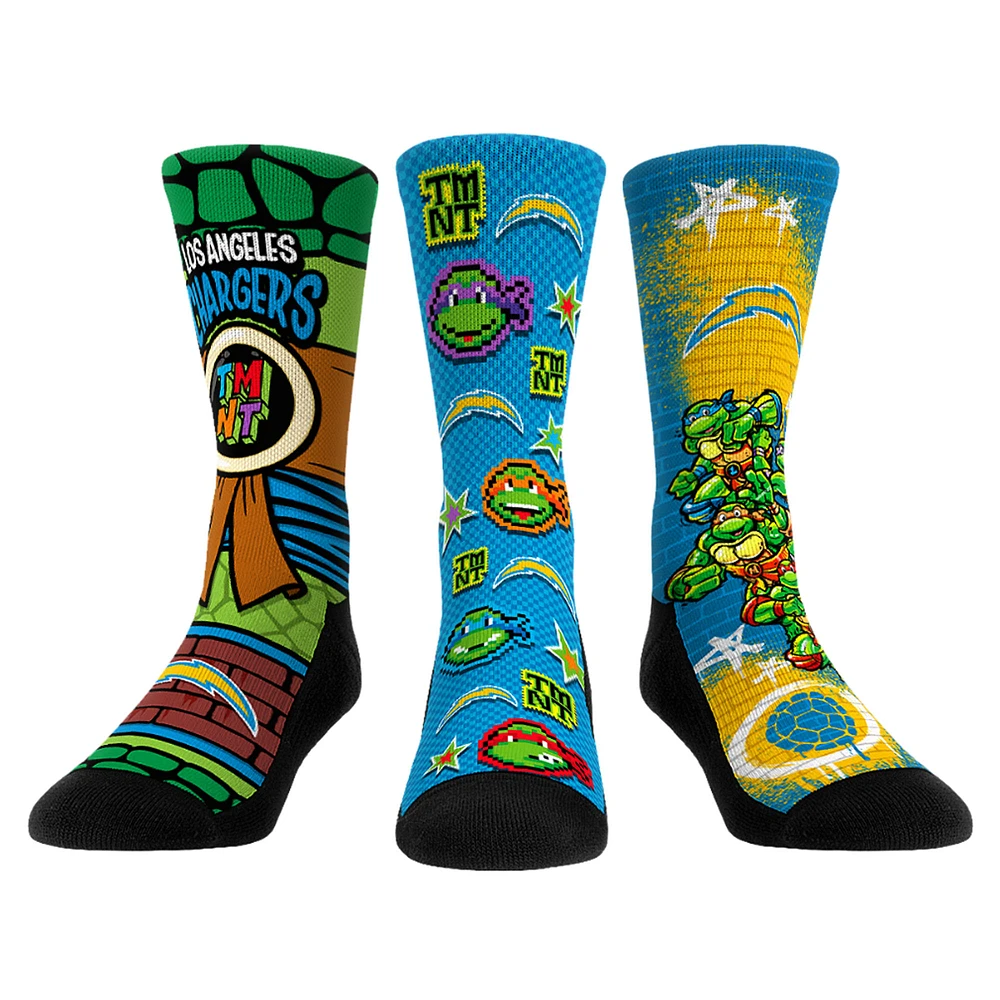 Unisex Adult Rock Em Socks Powder Blue Los Angeles Chargers TMNT Three-Pack Crew Sock Set