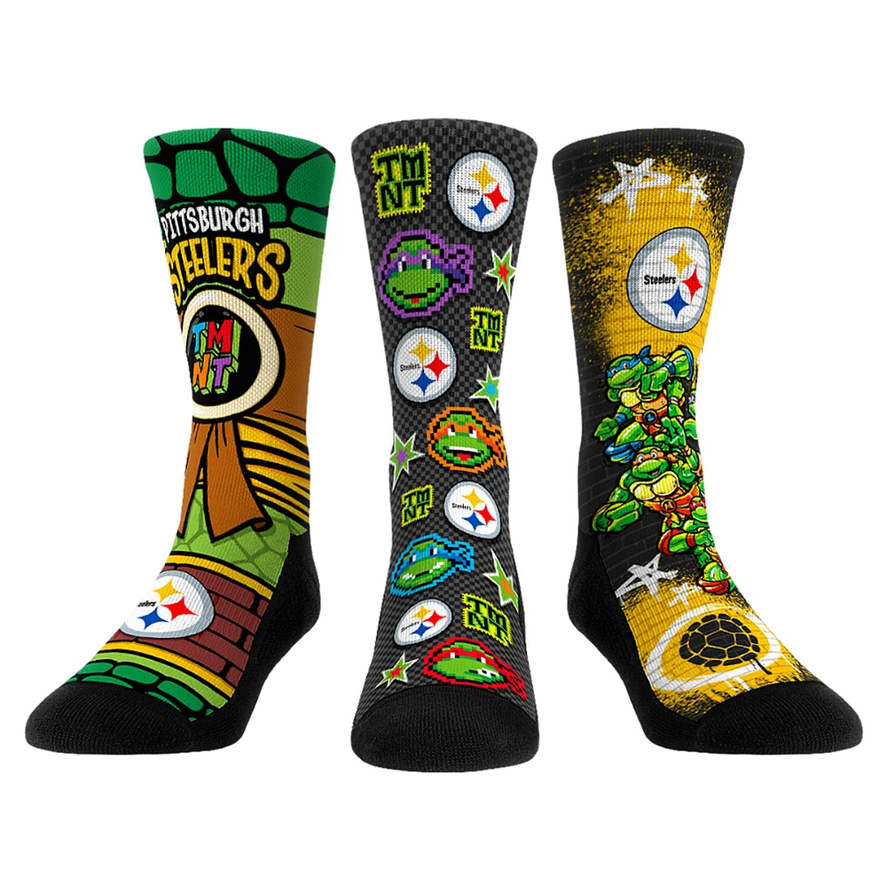Unisex Rock Em Socks Gold Pittsburgh Steelers TMNT Three-Pack Crew Sock Set