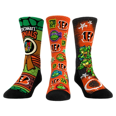 Unisex Rock Em Socks Orange Cincinnati Bengals TMNT Three-Pack Crew Sock Set