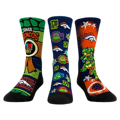 Unisex Rock Em Socks Navy Denver Broncos TMNT Three-Pack Crew Sock Set