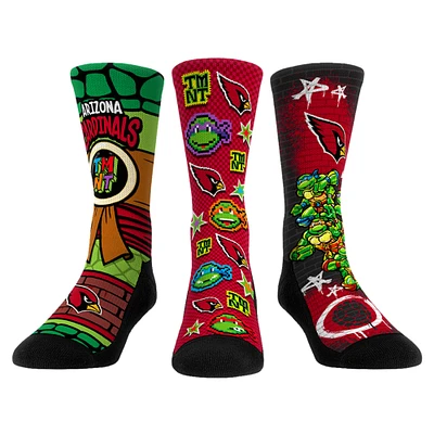 Unisex Rock Em Socks Cardinal Arizona Cardinals TMNT Three-Pack Crew Sock Set