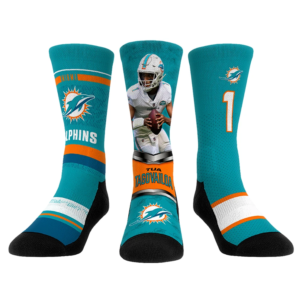 Unisex Rock Em Socks Tua Tagovailoa Miami Dolphins 3-Pack Crew Sock Set