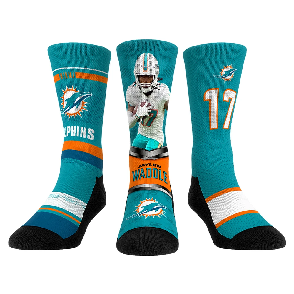 Unisex Rock Em Socks Jaylen Waddle Miami Dolphins 3-Pack Crew Sock Set