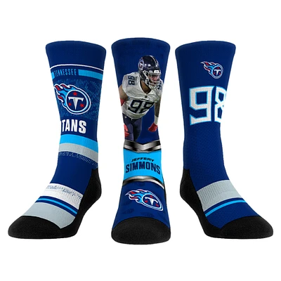 Unisex Rock Em Socks Jeffery Simmons Tennessee Titans 3-Pack Crew Sock Set