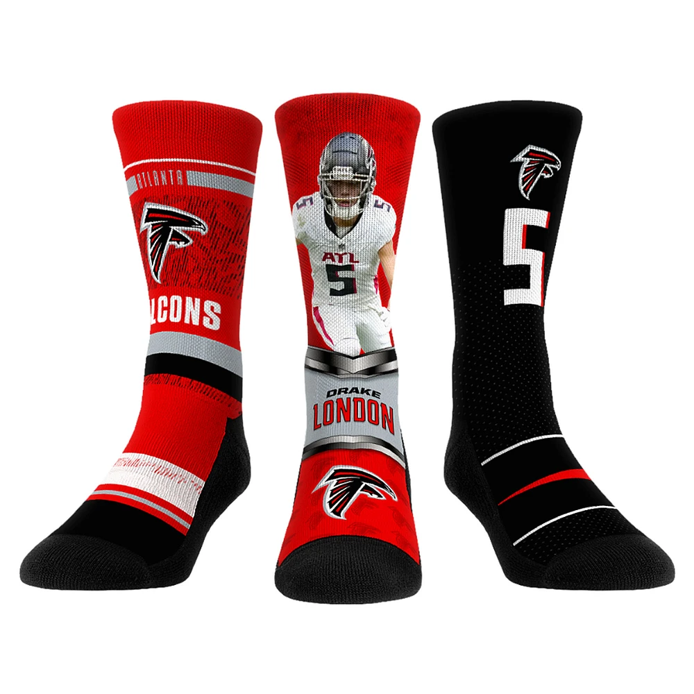 Unisex Rock Em Socks Drake London Atlanta Falcons 3-Pack Crew Sock Set