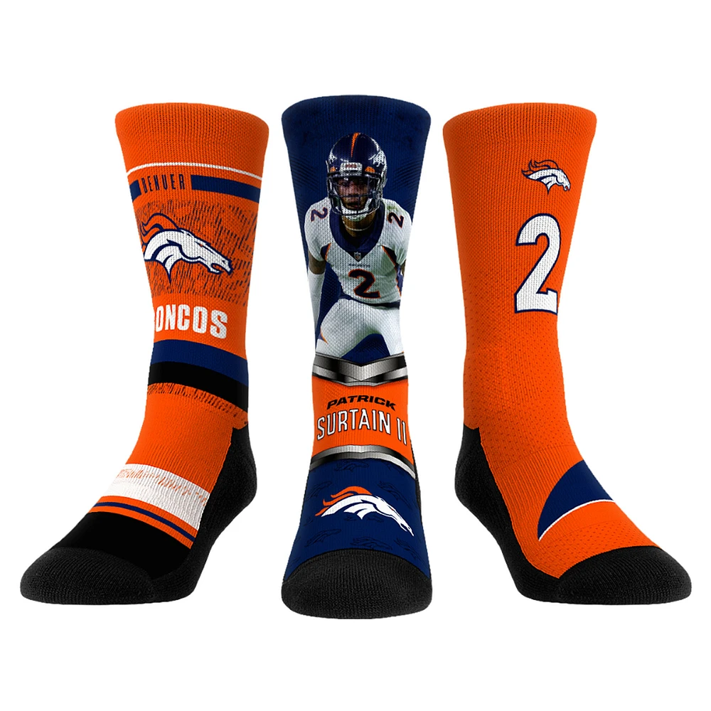 Unisex Rock Em Socks Patrick Surtain II Denver Broncos 3-Pack Crew Sock Set